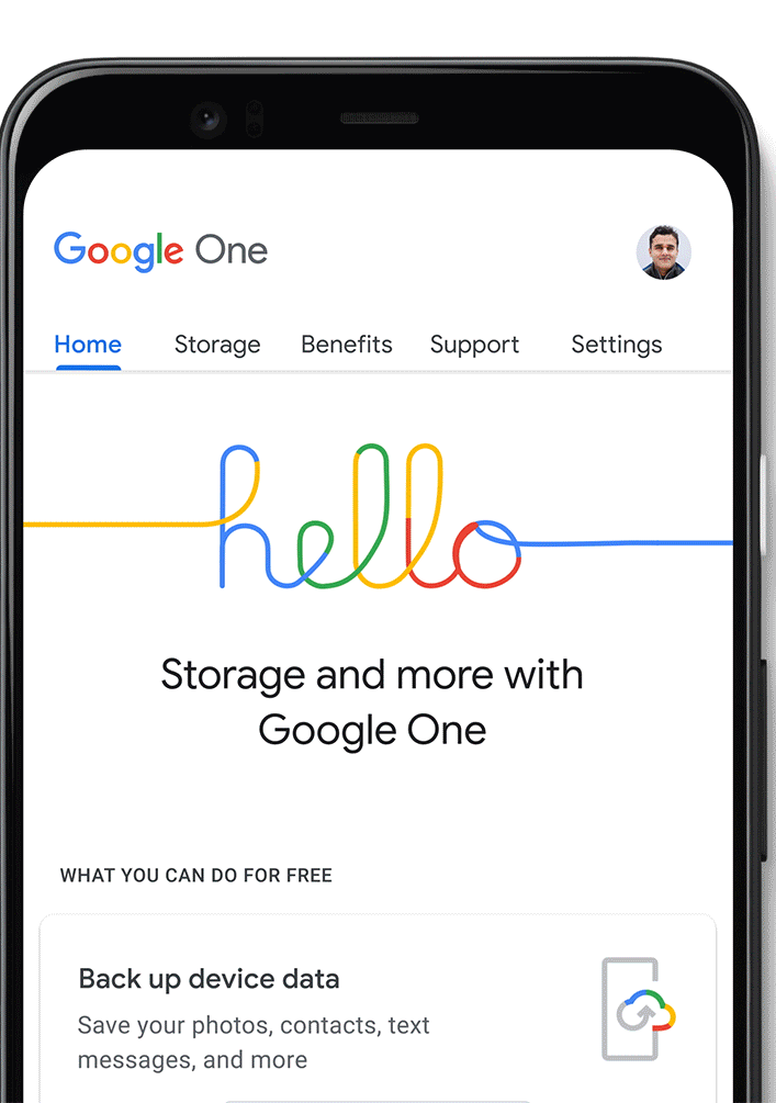 Google One Storage manager animated flow