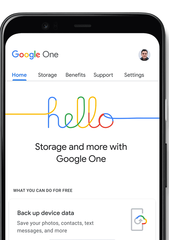 Google One Device backup animated flow