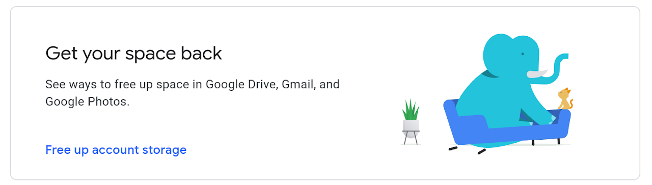 Free up space card — Get your space back