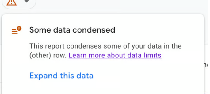 Expanded data table feature in Google Analytics
