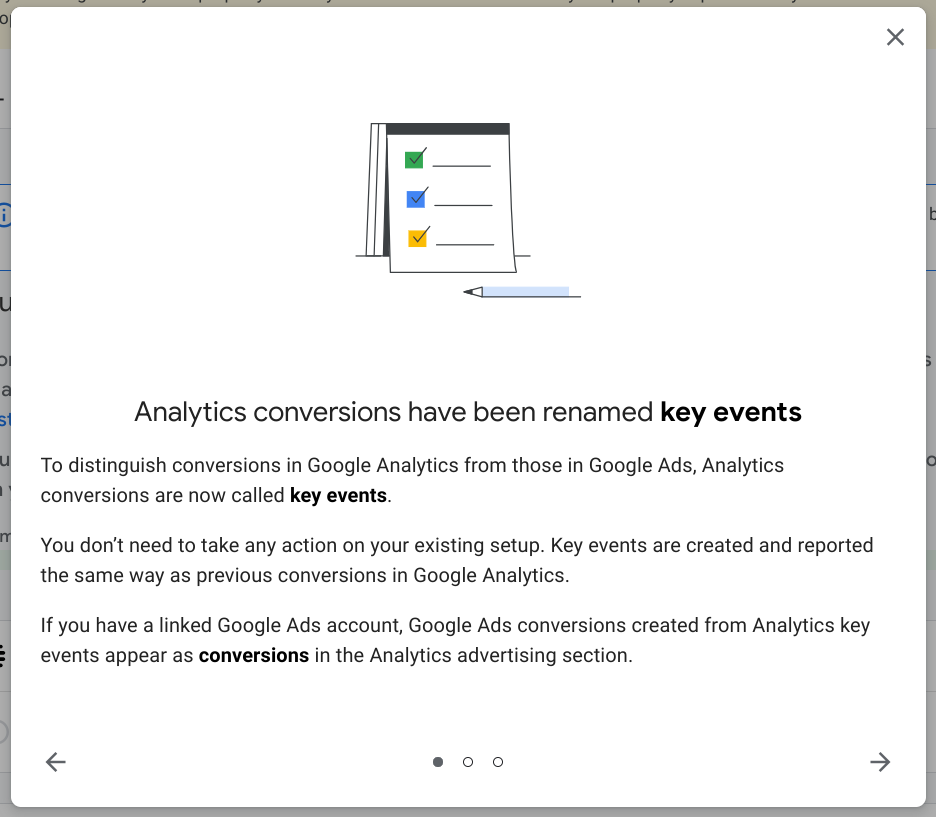 Key events modal dialog slide 1